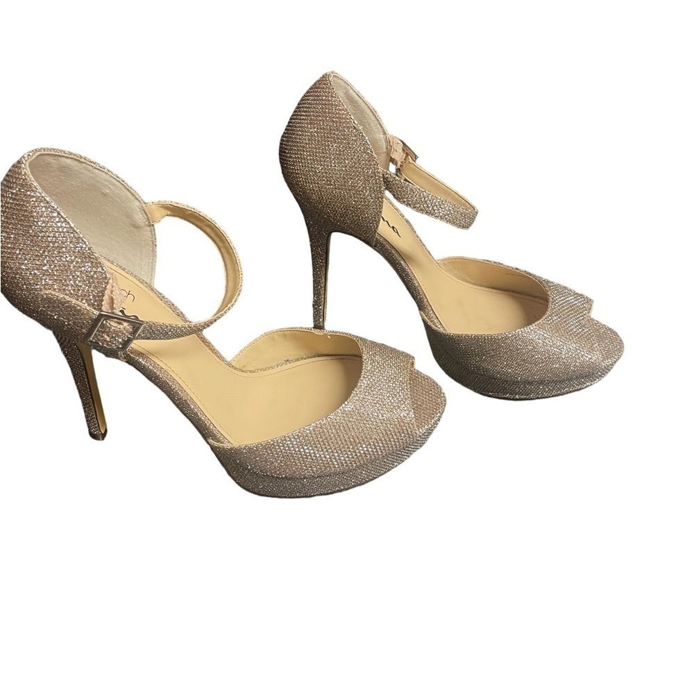Strappy Platform Heels | Sparkly Champagne | Women’s Size 10